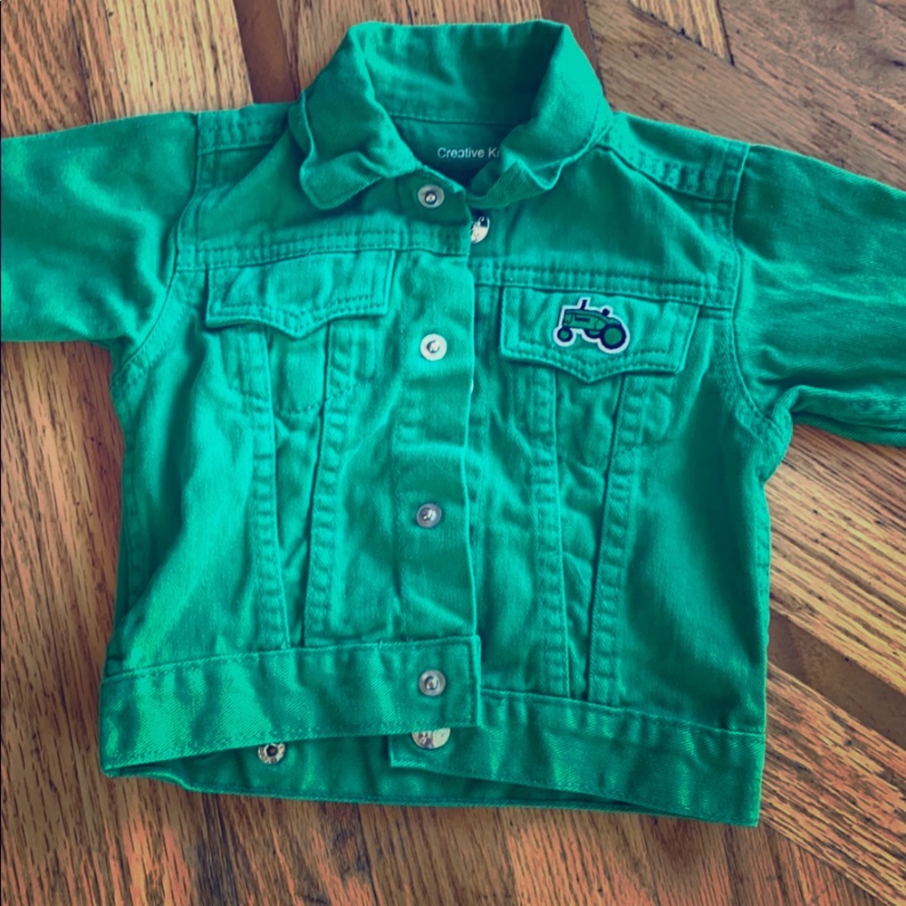 2 for $10 Green denim tractor jacket 12mos